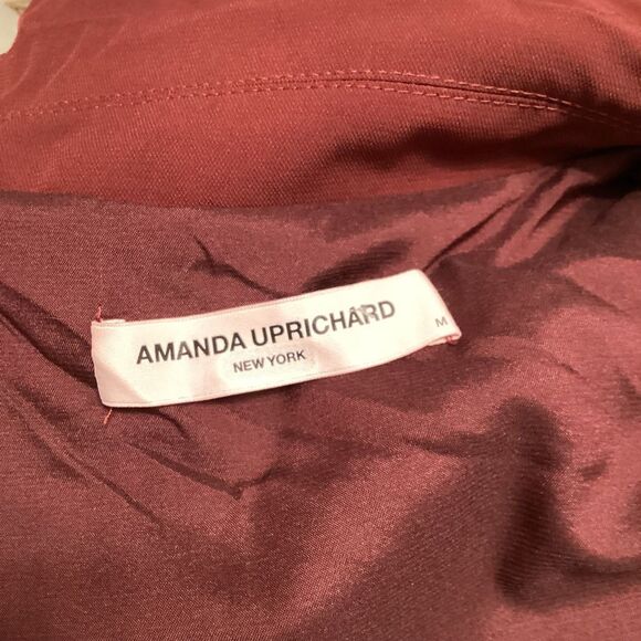 Amanda Uprichard Cropped Button Up Blazer Burgundy Women’s Jacket Size M - Picture 10 of 13